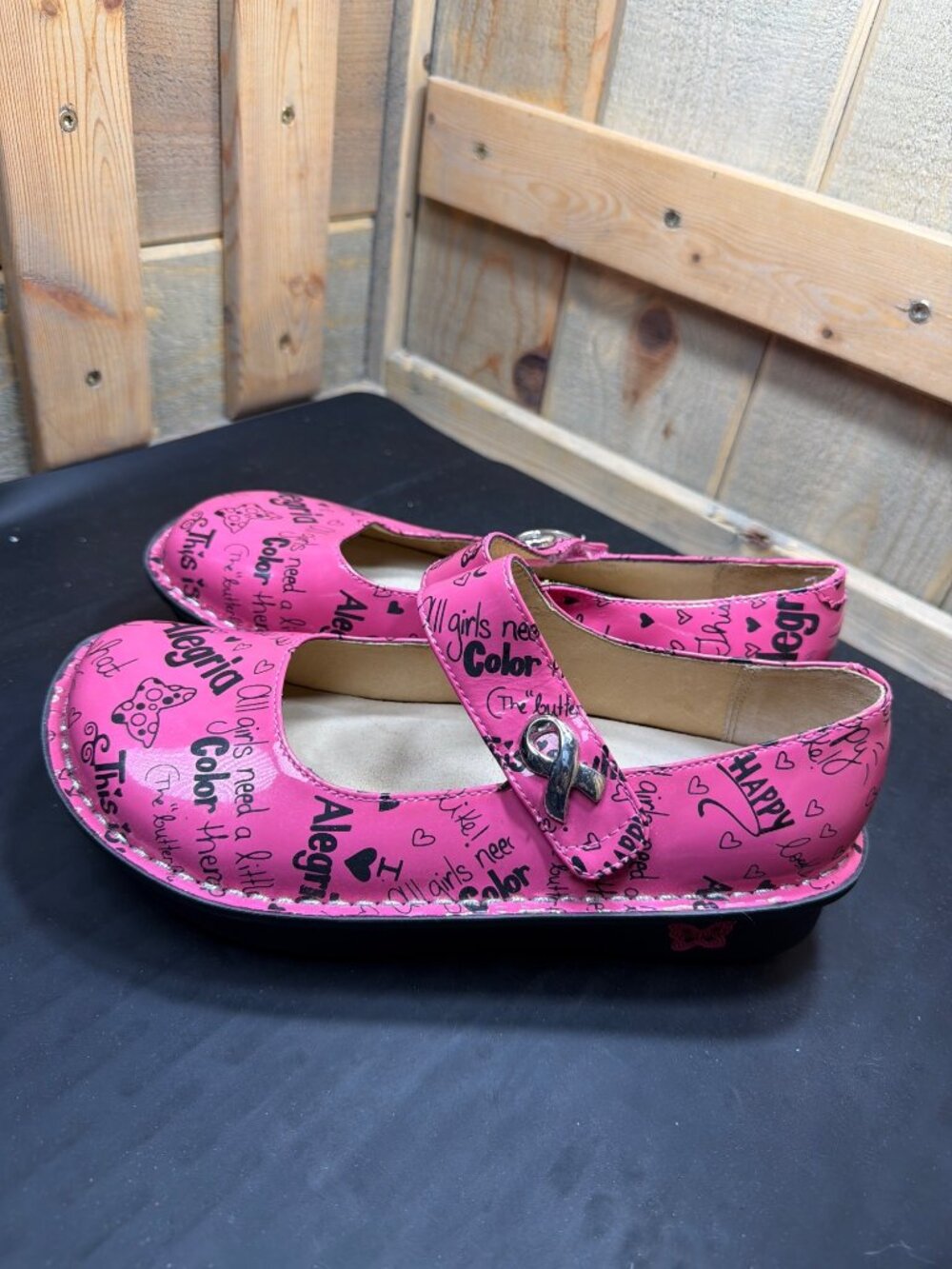 Alegria Paloma Pink Ribbon Breast Cancer Awareness Mary Jane Shoes EU38 US 8-8.8 - Picture 5 of 8